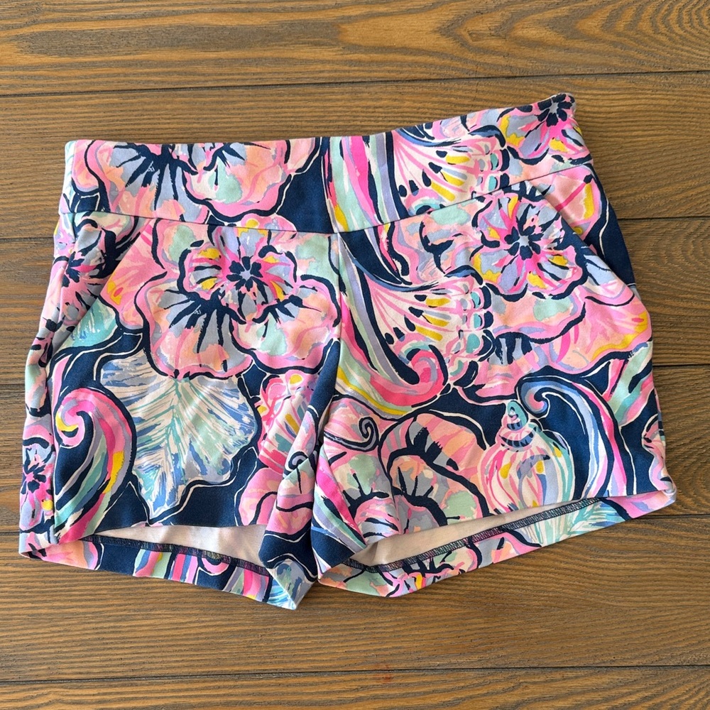Lilly Pulitzer Pink and Blue Floral Athletic Shorts